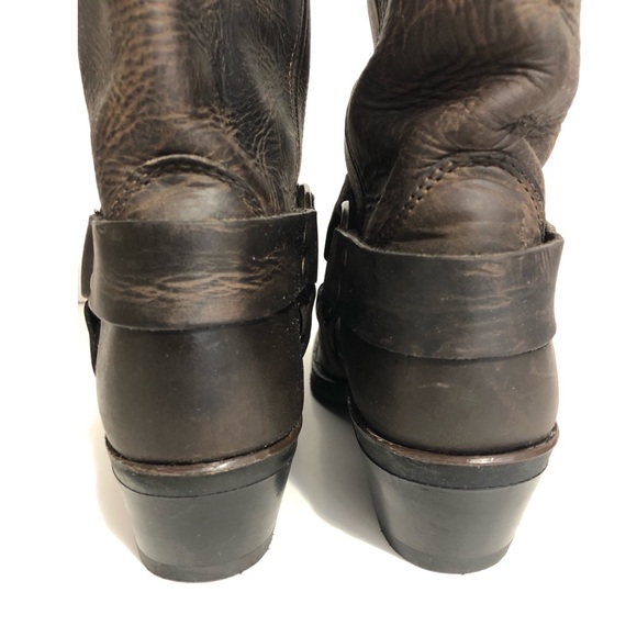 Frye Harness Boots Nubuck Oiled Leather Brown 8 - Picture 8 of 15